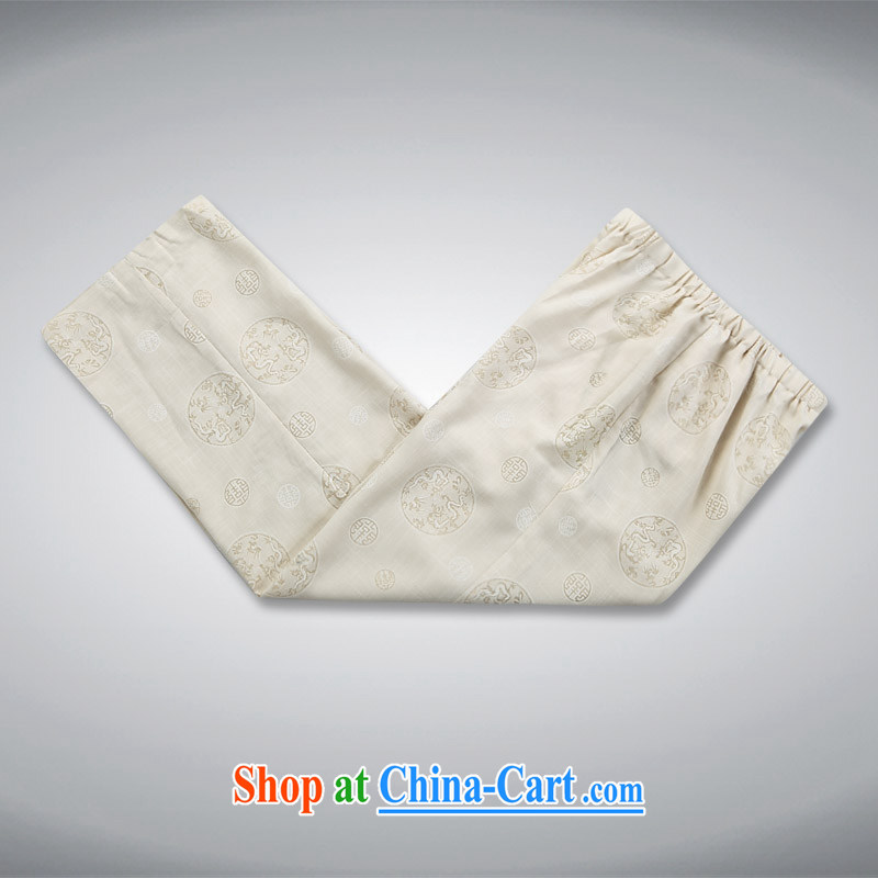 Her cabinet this summer new, older male leisure Chinese Kung Fu sets the relaxed comfort father exercise clothing, collar-ties - New the round, white short-sleeved 4 XL, Charlene this Pavilion, shopping on the Internet