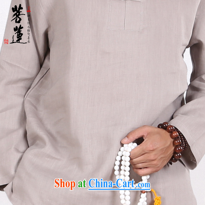 Restrictive Lin plain linen men's spring, long-sleeved China Tang is for meditation Nepal yoga clothes meditation service gray XXL, pursued Lin, shopping on the Internet