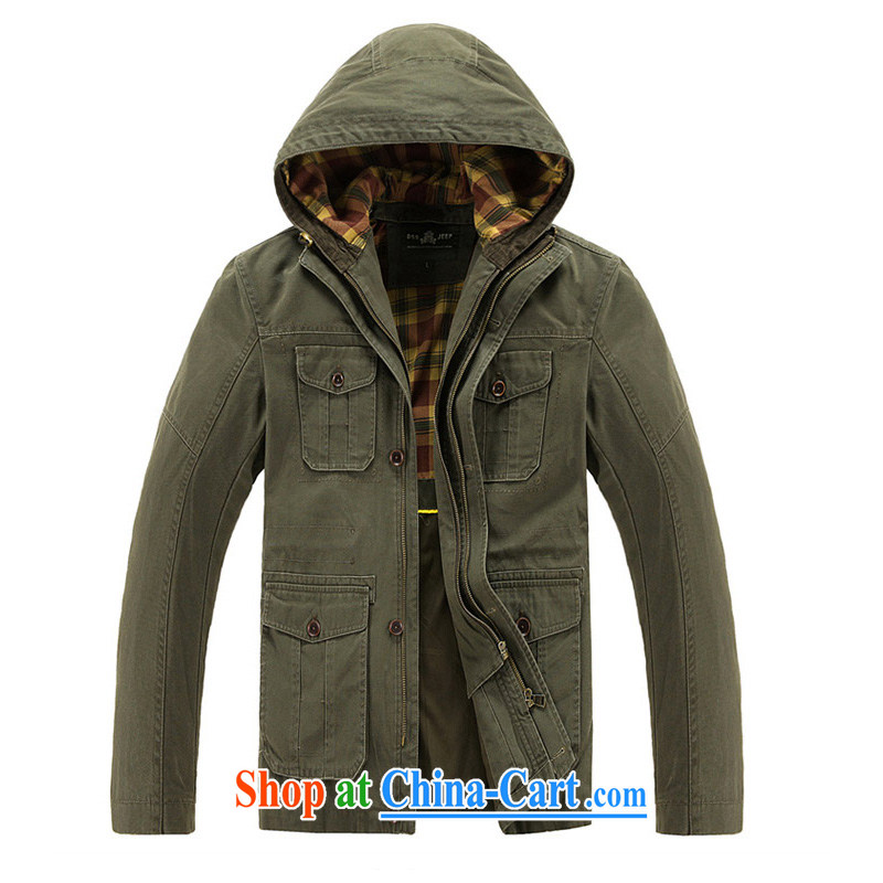 Jeep shield in spring long male bags smock jacket cotton cap jacket washable comfortable jacket 6806 army green XXXL