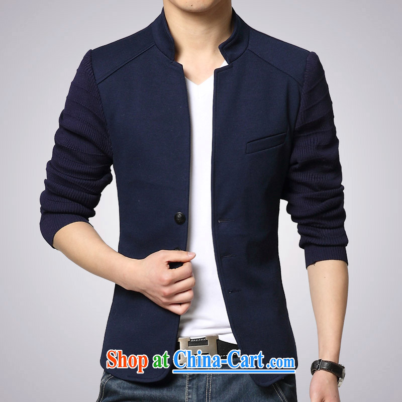 2015 Waxberry Korean male, for England, the suit, the generalissimo Original Design Knitted cuffs casual men's beauty would suit dark blue 185_3 XL