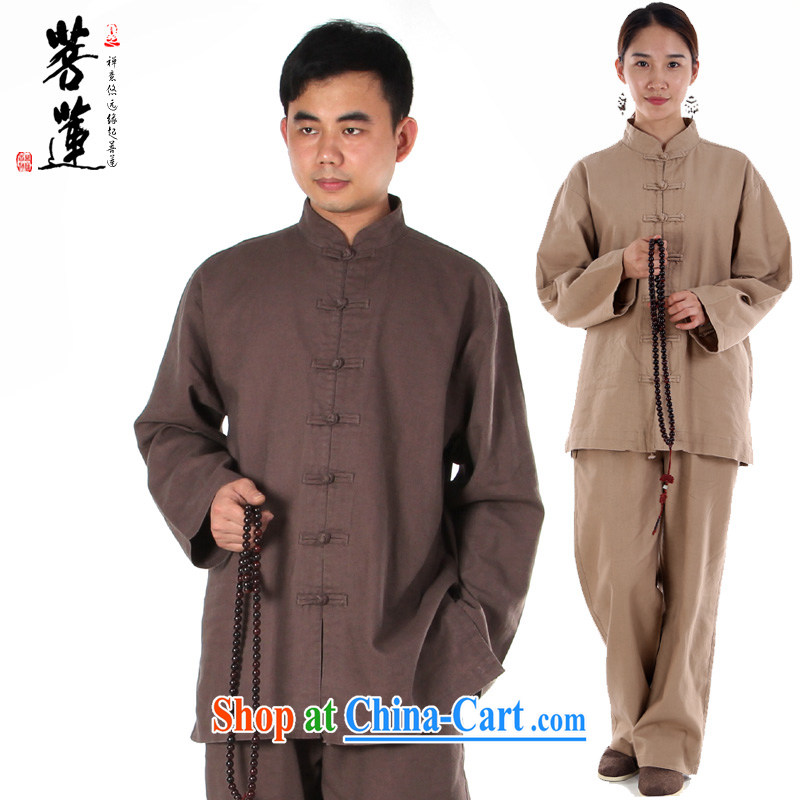 Restrictive Lin linen cotton mA with both men and women, fall and winter China wind meditation Nepal clothing/yoga clothing Tai Chi clothing meditation brown XXL, pursued Lin, shopping on the Internet
