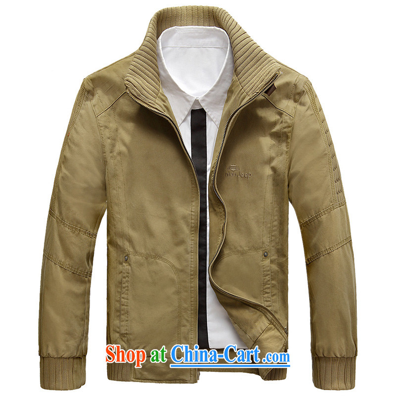 Jeep shield 2015 men's stylish lounge and smock for short, solid color jacket men jacket 9762 khaki-colored XXXL