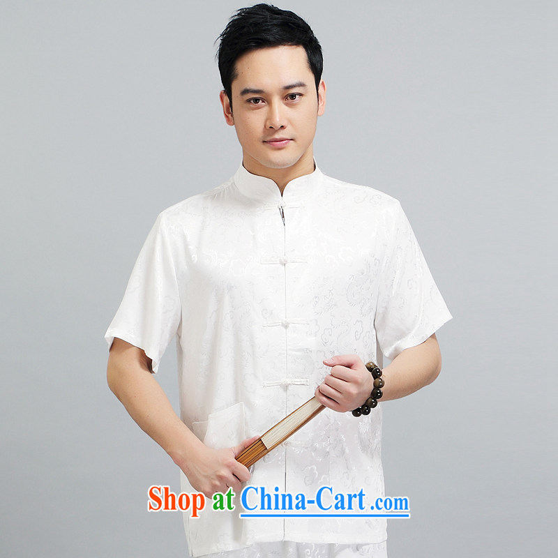 Chinese men and set new summer, short-sleeved Tang in older men's father is 1506 white Kit 190