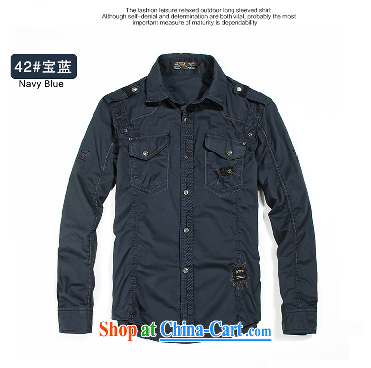 Jeep shield men's comfortable double-pocket stitching design shirt retro lounge smock washable cotton lapel shirt F 03 blue XXXL pictures, price, brand platters! Elections are good character, the national distribution, so why buy now enjoy more preferential! Health