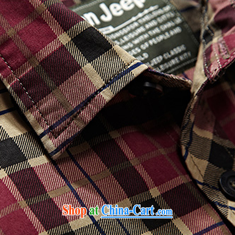 Jeep shield spring men's cotton washable smock checkered shirt Casual Shirt T-shirt 3231 red grid M, jeep shield (NIAN JEEP), shopping on the Internet