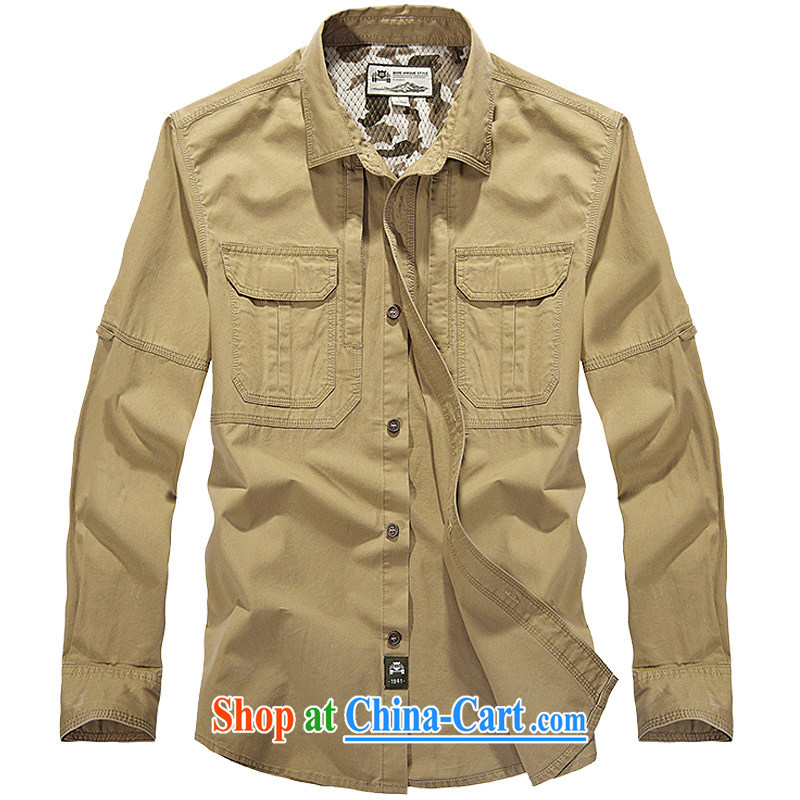 Jeep shield spring men's washable shirt leisure smock cotton shirt T-shirt 9203 card its color L