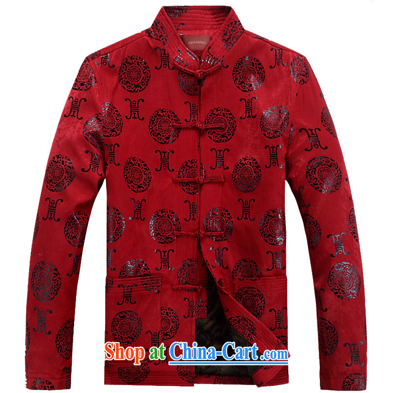 New, men's Tang jackets long-sleeved T-shirt birthday banquet, wedding older men and spring clothing, for manually-tie F 07, maroon XXXL/190, and mobile phone line (gesaxing), on-line shopping