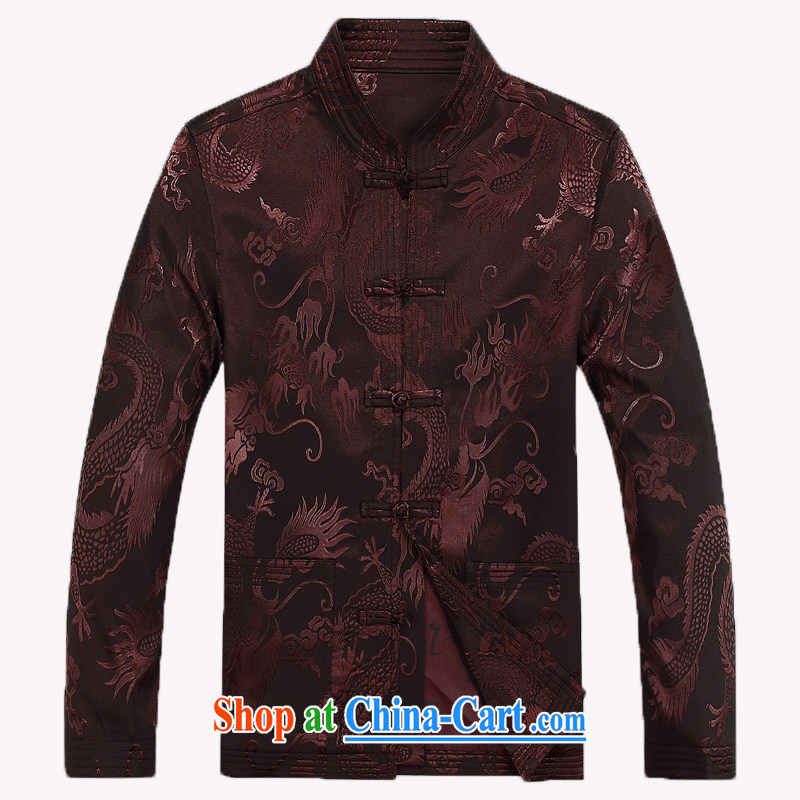 2015 Spring and Autumn New Men Tang jackets, old national costumes Dragon Chinese men's father the costumes wine red L/175, and mobile phone line (gesaxing), and, on-line shopping
