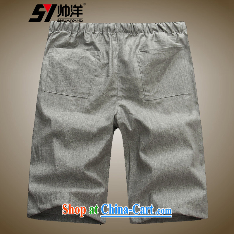cool ocean new linen men's short pants Chinese shorts summer Chinese style pants and the gray 42/180, cool ocean (SHUAIYANG), shopping on the Internet