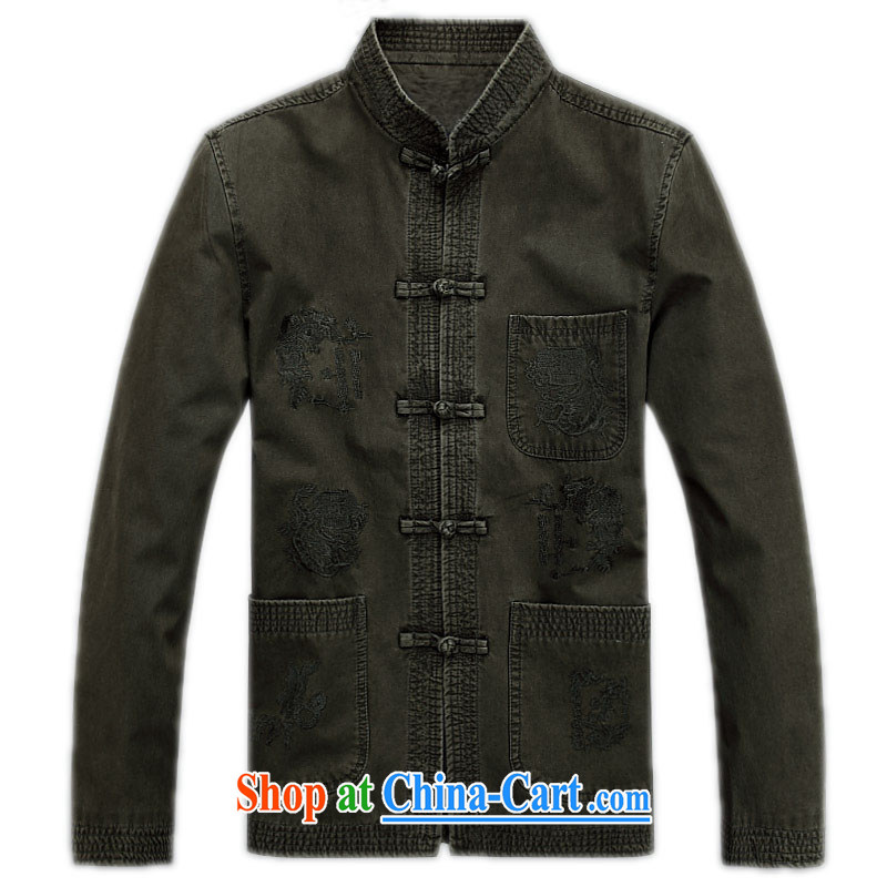 Spring and fall 2015 new, older persons in long-sleeved Chinese men and fall and winter T-shirt cotton, Chinese leaders of ethnic-han-2, green XXXL/190, and mobile phone line (gesaxing), on-line shopping