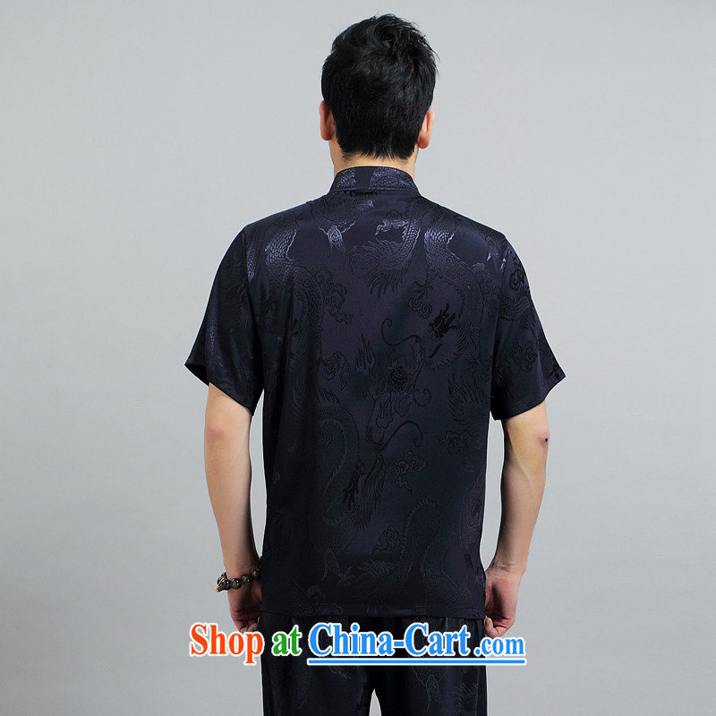 A Chinese man Tang fitted T-shirt 2015 summer, older Chinese men's short-sleeve kit male Tang replace summer T-shirt short-sleeved blue Kit L, property, language (wuyouwuyu), shopping on the Internet