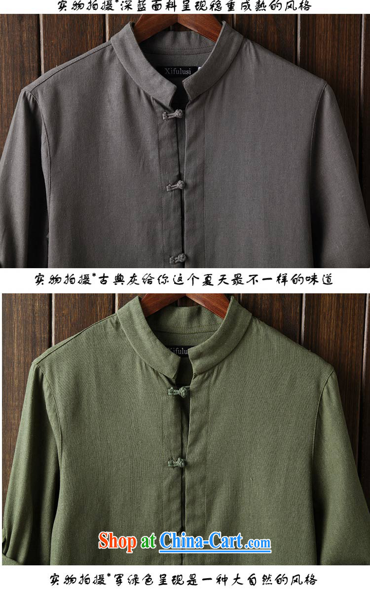 New linen shirt men China craze, men's shirts, cotton for the tray snaps shirt D 3 army green 5 XL pictures, price, brand platters! Elections are good character, the national distribution, so why buy now enjoy more preferential! Health