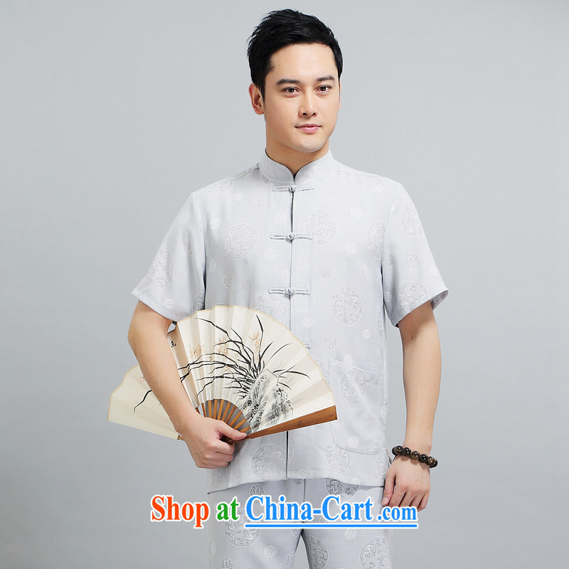A Chinese Chinese men and a short-sleeved new 2015 summer cotton the round Kowloon Chinese men and replacing the older summer men short-sleeve Chinese Suite white suite XXXXL, property, language (wuyouwuyu), online shopping
