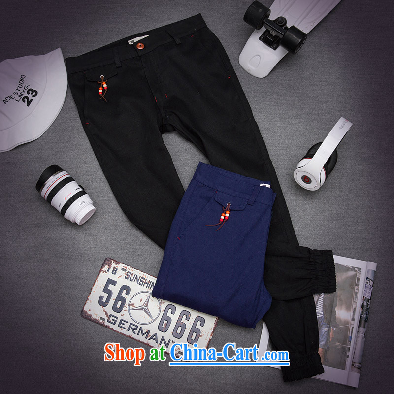Spring, men's casual pants Korean Castor, beauty salon-beam pin pants young men solid-colored long trousers dark blue XXL, and Mr David CHU (TUOLIN), online shopping