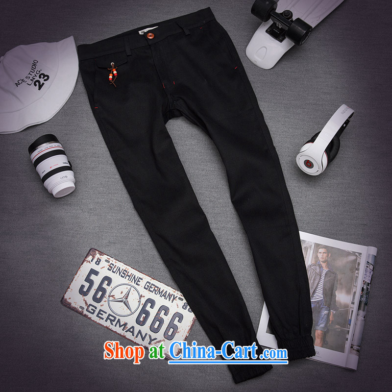 Spring, men's casual pants Korean Castor, beauty salon-beam pin pants young men solid-colored long trousers dark blue XXL, and Mr David CHU (TUOLIN), online shopping