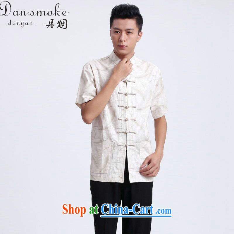Dan smoke summer new male Chinese national men's clothing Chinese clothing improved the collar linen short-sleeve male Tang - 1 3 XL