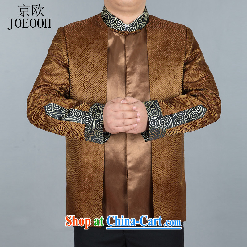 Europe's new men's shawl Tang is a leading Chinese smock dress long-sleeved T-shirt clothing spring and fall jacket and Ho gold XXXL