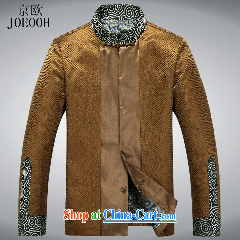 Europe's new men's shawl tang on the collar smock Chinese Dress long-sleeved T-shirt clothing spring and fall jacket and Ho gold XXXL, Beijing (JOE OOH), online shopping