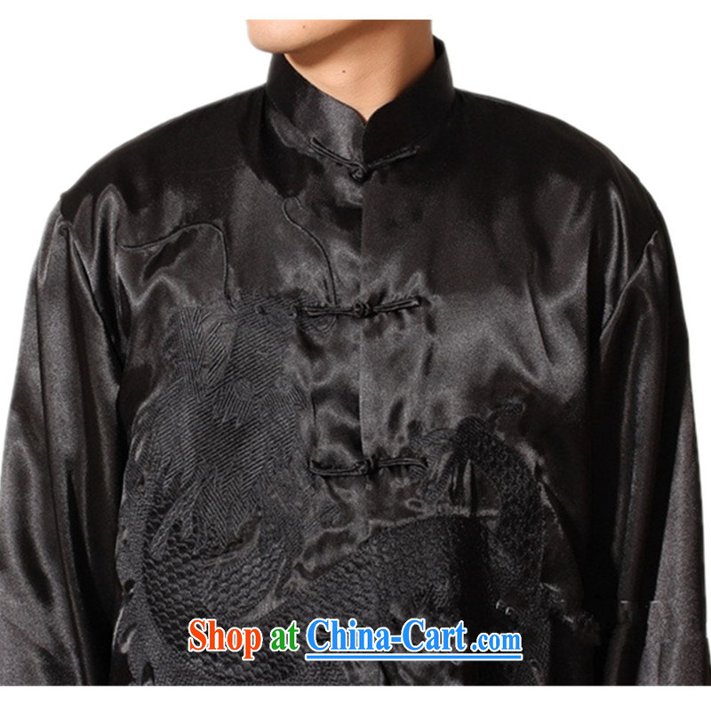 According to fuser spring and summer new men and replace the collar embroidered dragon Ethnic Wind Tang is packaged and service LGD/M 0014 #black 2 XL, according to fuser, shopping on the Internet