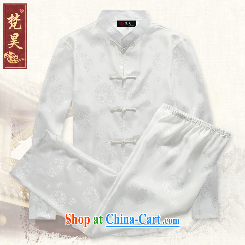 Van Gogh's new Chinese men's long-sleeved in package older sauna silk shirt ethnic wind Kit spring Tai Chi uniforms TCS 302 blue 3 XL, Van Gogh's annual, and shopping on the Internet