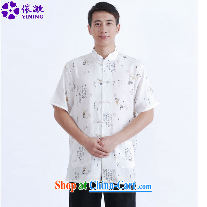 According to fuser new summer, male Chinese Ethnic Wind Tang is a short-sleeved, for single-tie suit my father replace Tang with a short-sleeved T-shirt LGD_M 0004 _3 XL