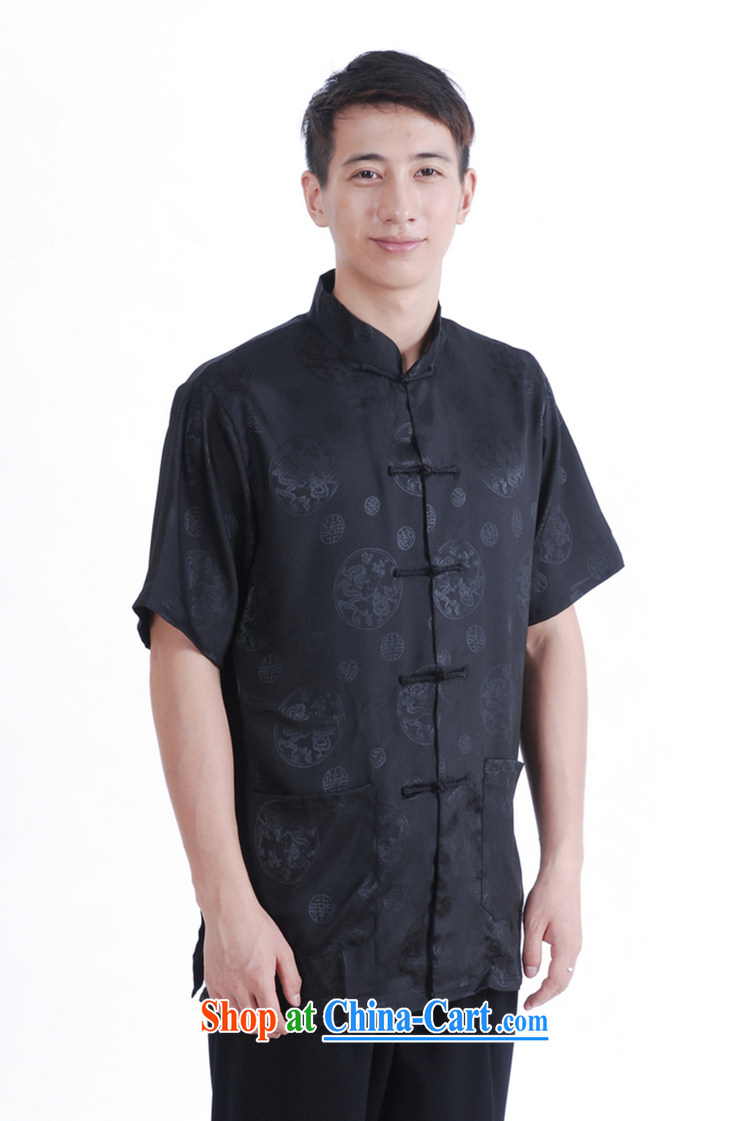 To fuser summer New Classic ethnic wind Chinese qipao, for single-tie father replace Tang with short-sleeve T-shirt LGD/M 0016 #black 3 XL pictures, price, brand platters! Elections are good character, the national distribution, so why buy now enjoy more preferential! Health