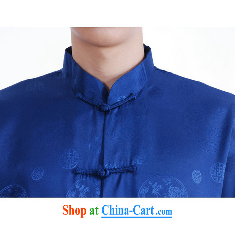 According to fuser New Men's daily Chinese improved Chinese qipao, for single row for short-sleeved open's Chinese shirt LGD/M 2066 #blue 3 XL, according to fuser, shopping on the Internet