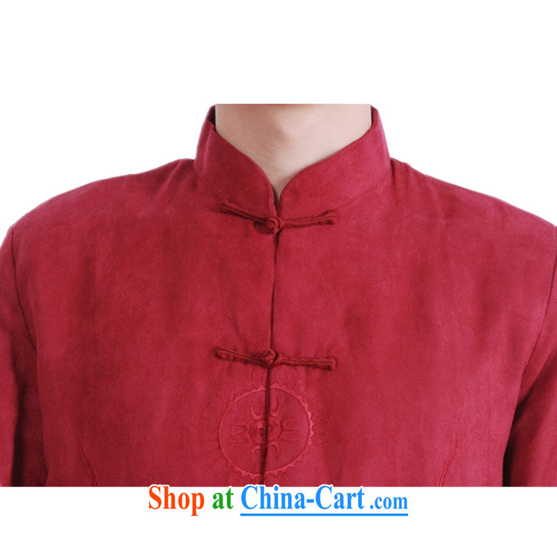 According to fuser spring New Men's daily Chinese improved Chinese qipao, for double-lung embroidered Dad replace Tang jackets LGD/M 1147 #The Red 3 XL, fuser, and Internet shopping