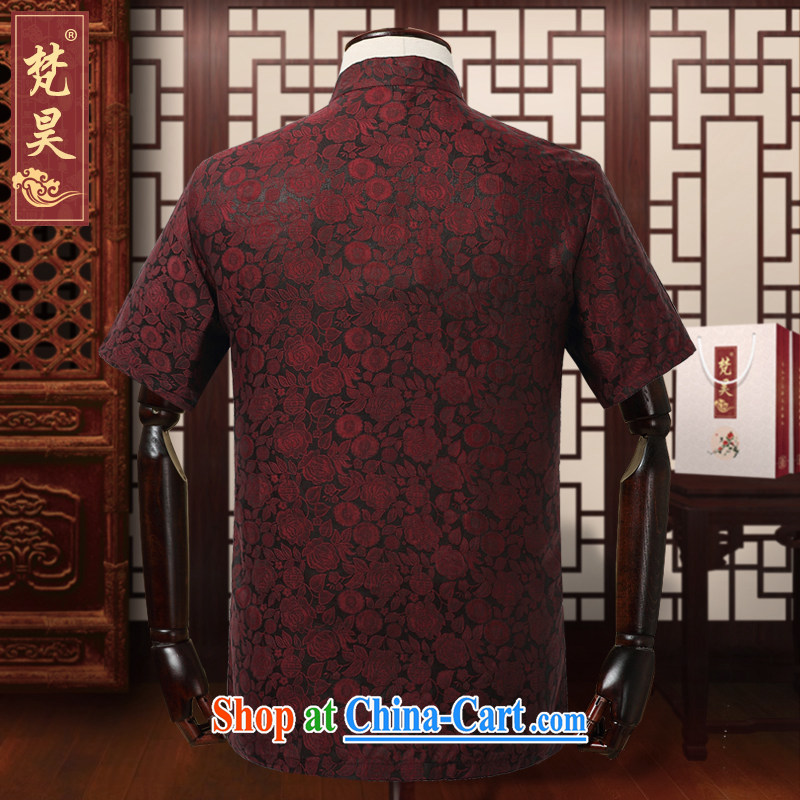 Van Gogh's new Chinese men's short-sleeved older mentioned flower cloud yarn Tang replace DX 572 red 4 XL, Van Gogh's annual, and shopping on the Internet