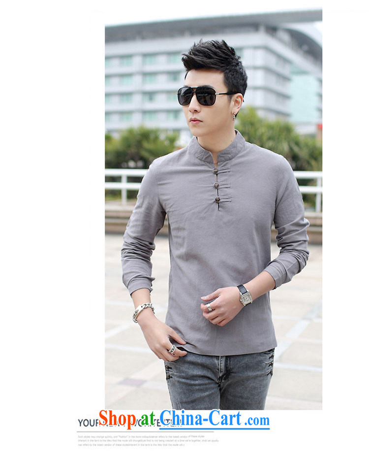 Retro China wind linen men's long-sleeved T-shirt, for a solid color shirt 8011 Tibetan cyan XXL pictures, price, brand platters! Elections are good character, the national distribution, so why buy now enjoy more preferential! Health