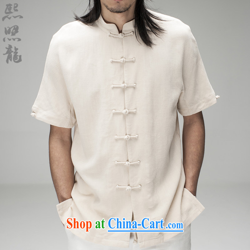 Mr Chau Tak-hay snapshot Dragon new Chinese men's summer 2015, linen adhesive men Tang with a short-sleeved shirt fabric ultra-soft do not have black XL, Hee-snapshot lung (XZAOLONG), online shopping