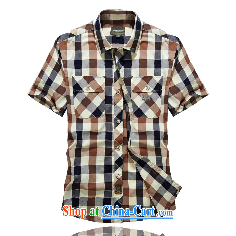 Jeep tanks short sleeve T-shirt-pocket casual Plaid Short sleeve 3 color the code from ironing shirt 8512 card its color L