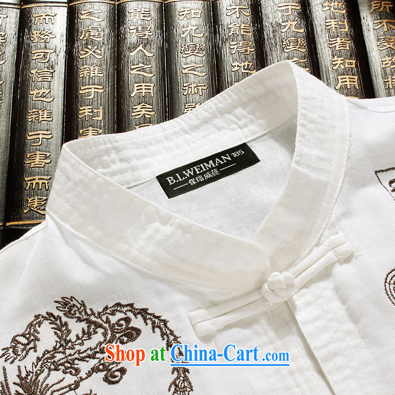 the Lhoba people, spreading new summer, men's short-sleeved shirts, older Chinese Ethnic Wind men's cotton shirt Dad T-shirt solid white 190, the Lhoba people, evergreens (B . L . WEIMAN), online shopping