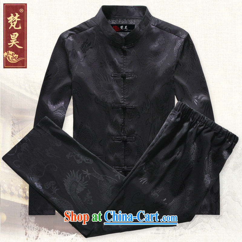 Van Gogh's new Chinese men and set long-sleeved sauna silk Chinese Cheongsams father loaded kung fu T-shirt spring TCS 501 red 4 XL, Van Gogh's annual, and shopping on the Internet