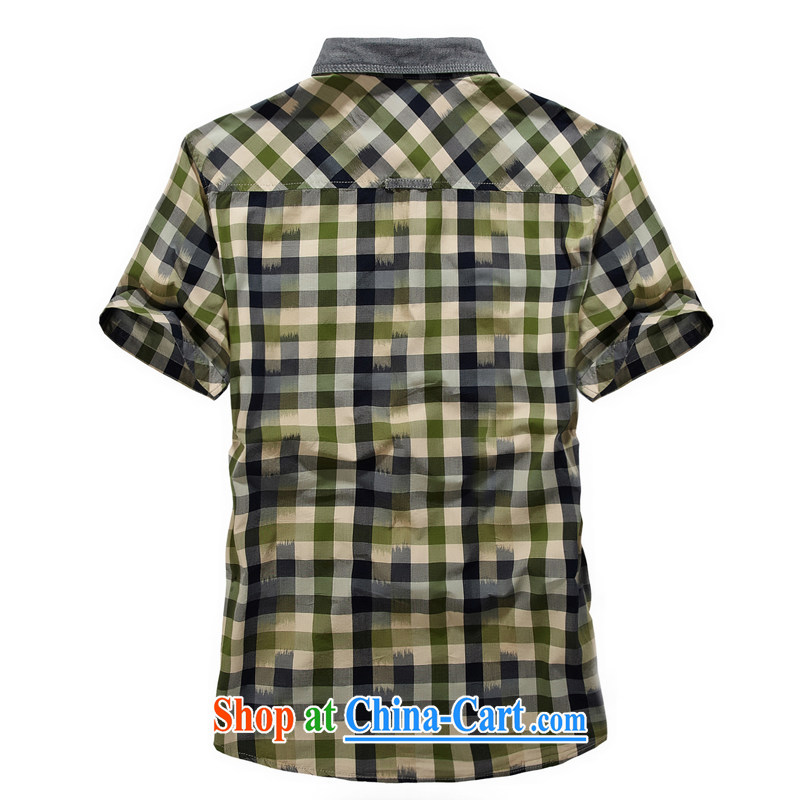 Jeep vehicles summer the code carefully checked short-sleeved shirt men's comfortable washable tie shirt cotton shirt 8515 army green L, Roma shields, and shopping on the Internet