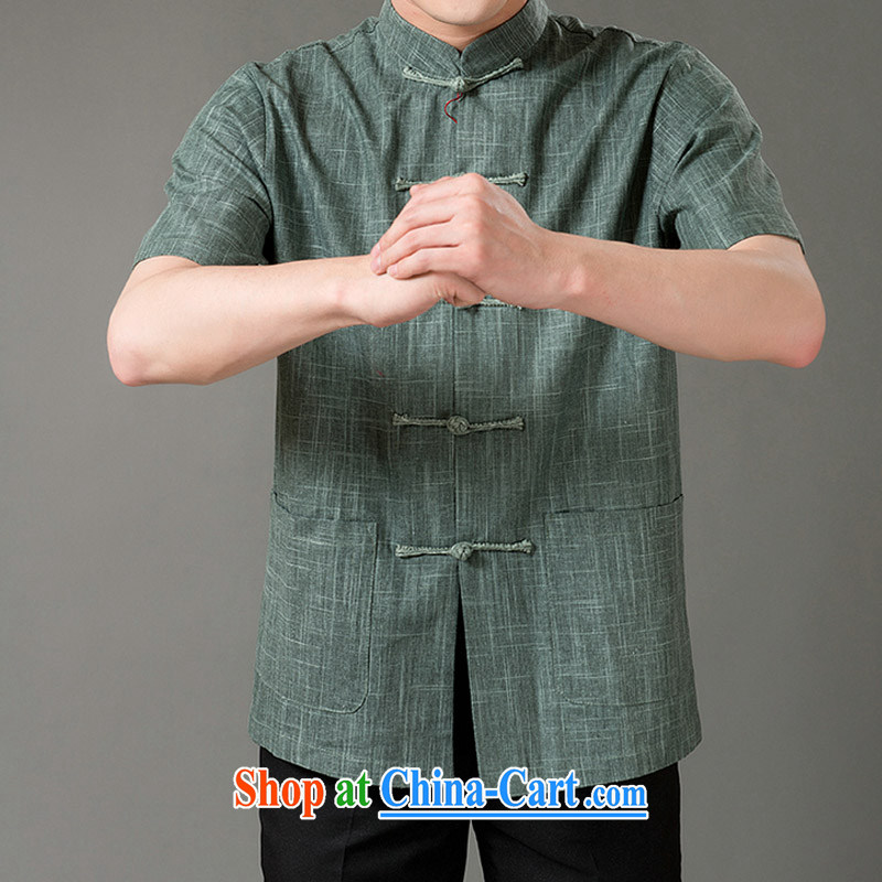 Federal Bob poetry short-sleeved Chinese male, older men and Chinese summer 2015, linen Chinese T-shirt hand-tie national costumes Chinese, for Tang on the green XL/175, federal Bob poetry (lianbangbos), online shopping