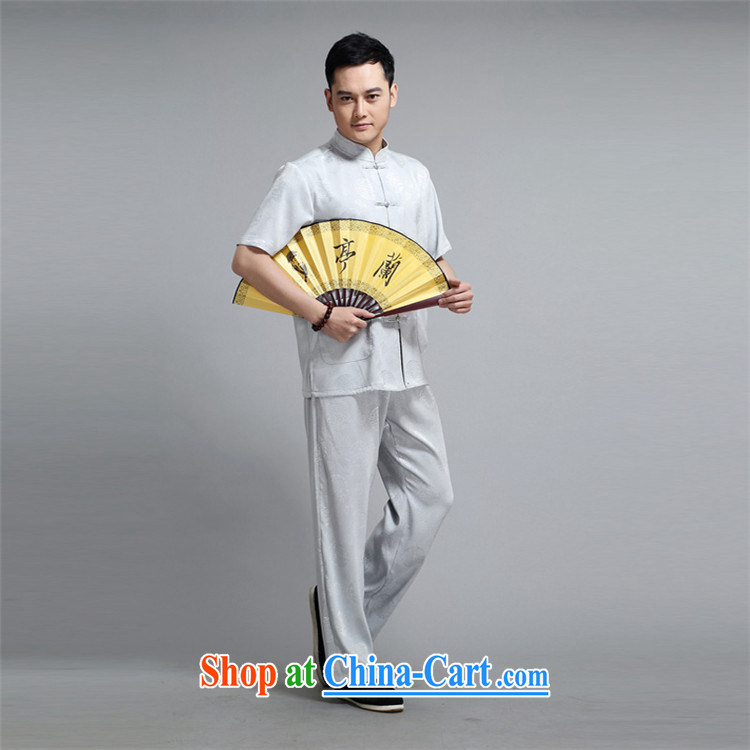 2015 New Britain, Mr Rafael Hui, half sleeve, for men and summer Chinese improved Ethnic Wind and emulation, short-sleeved Tang with pale yellow light gray light yellow 190 pictures, price, brand platters! Elections are good character, the national distribution, so why buy now enjoy more preferential! Health