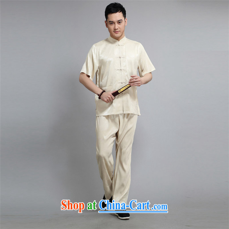 2015 New Britain, Mr Rafael Hui, half sleeve, for men and summer Chinese improved Ethnic Wind and emulation, short-sleeved Tang with pale yellow light gray light yellow 190 pictures, price, brand platters! Elections are good character, the national distribution, so why buy now enjoy more preferential! Health