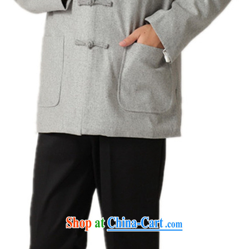 According to fuser and stylish new men's National wind improved smock pure color for a field for my father replace Tang jackets WNS/2398 #1 gray 3 XL, fuser, and shopping on the Internet