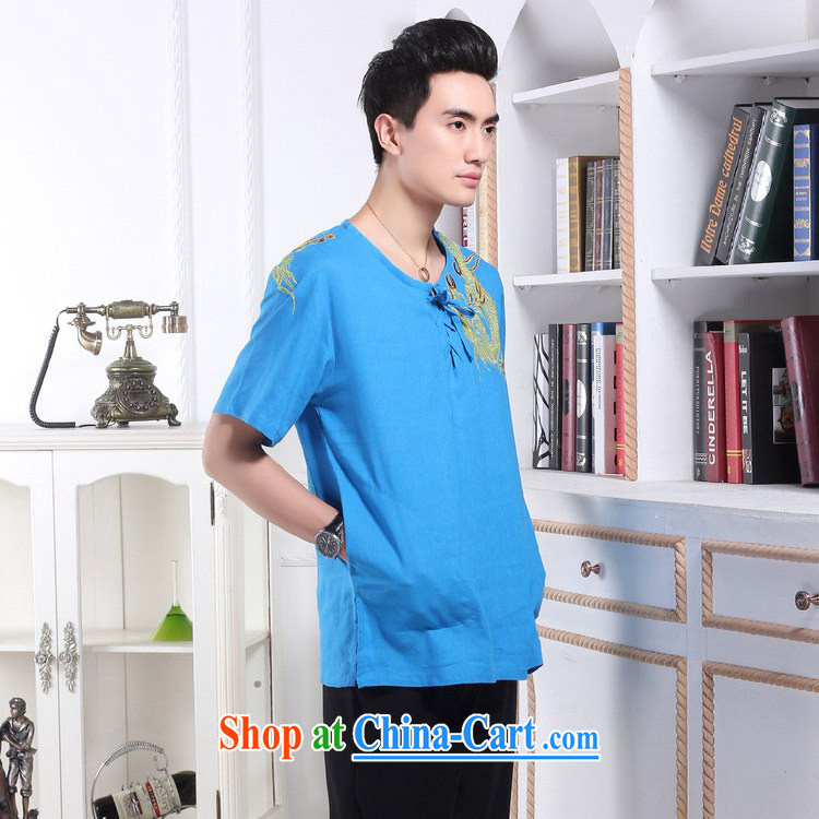 According to fuser new male retro Ethnic Wind short-sleeved Chinese T-shirt embroidered dragon used boxing kung fu shirt costumes WNS/2397 #2 white L pictures, price, brand platters! Elections are good character, the national distribution, so why buy now enjoy more preferential! Health
