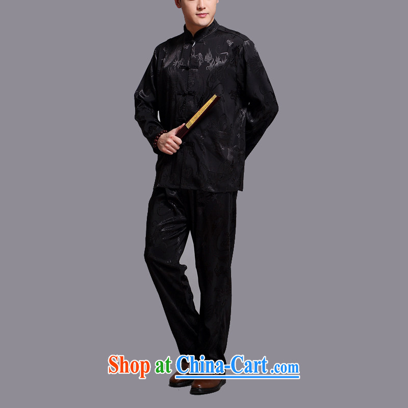 The chestnut mouse tang on the spring and summer, new long-sleeved clothing father Chinese jacket, older men's Chinese package hidden blue XXXL, the chestnut mouse (JINLISHU), shopping on the Internet