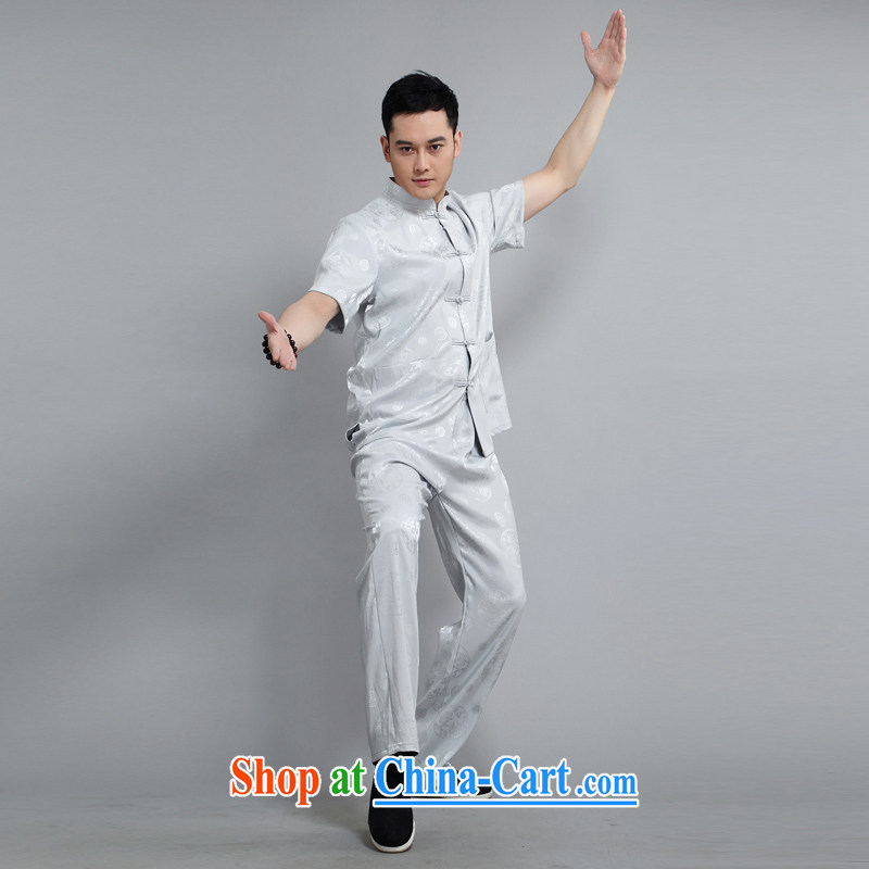 Chinese men and a short-sleeved Kit summer new short-sleeved Tang load package the Kowloon Tong on the older exercises Tai Chi uniform shirt Tang replace 1502 gray package 190, JACKE EVIS (JACK EVIS), online shopping