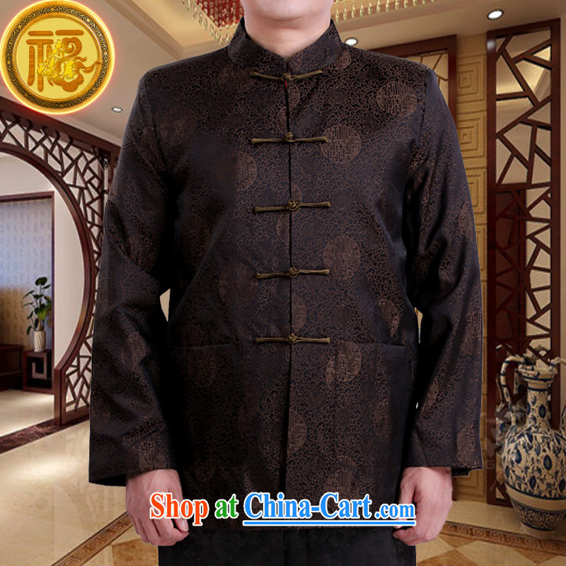 Federation, Mr Tang poetry with men and long-sleeved 2015 New China wind spring male Chinese elderly in his birthday life clothing Chinese father jackets coffee 190
