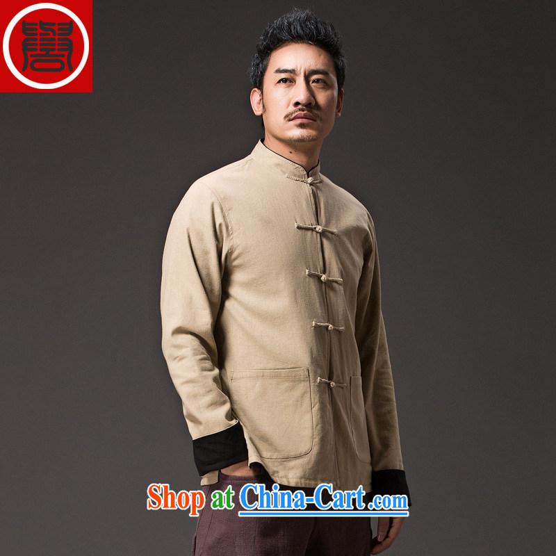 Internationally renowned Chinese style retro male Chinese loose long-sleeved Chinese, for the charge-back Chinese duplex wear clothing and Chinese men's national package mail Wong XXXL