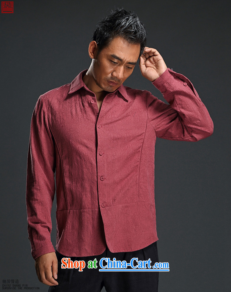 Internationally renowned men's jacquard long-sleeved T-shirt lapel men and national costumes China wind men's shirts spring improved Chinese shirt wine red (XL) pictures, price, brand platters! Elections are good character, the national distribution, so why buy now enjoy more preferential! Health
