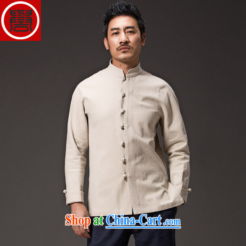 Internationally renowned Chinese wind men's cotton the Chinese shirt Ethnic Wind clothing men's beauty is detained by China for long-sleeved shirt improved Chinese White XXXL