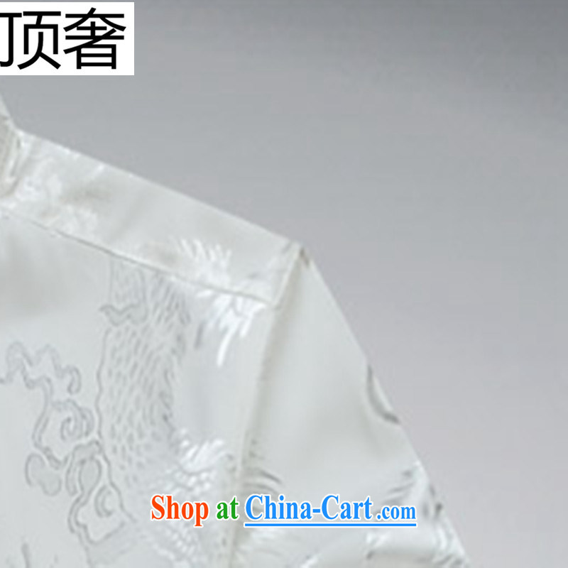 Top Luxury summer men's Chinese-buckle Tang is set short sleeved T-shirt, and Chinese wind summer T-shirt men's short sleeve with large numbers of elderly grandparents summer white 180, the top luxury, shopping on the Internet