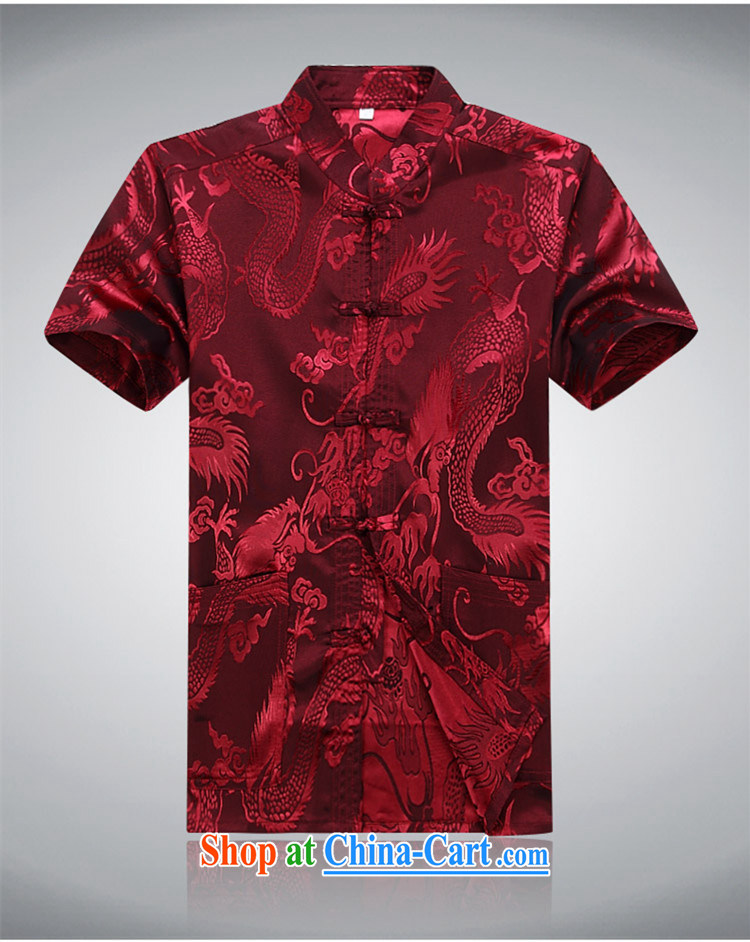Top Luxury 2015 summer men's short-sleeved Chinese T-shirt middle-aged and older persons Tang Mounted Kit, served Chinese style cynosure serving Chinese, for the buckle clothing pants red 180 pictures, price, brand platters! Elections are good character, the national distribution, so why buy now enjoy more preferential! Health