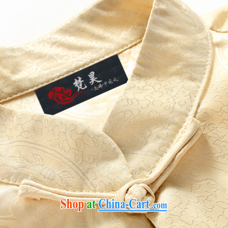 Van Gogh's new Chinese men's short-sleeve kit summer Chinese-snap shirt is silk, older half sleeve, served 511 TDS yellow XL, Van Gogh's annual, and shopping on the Internet