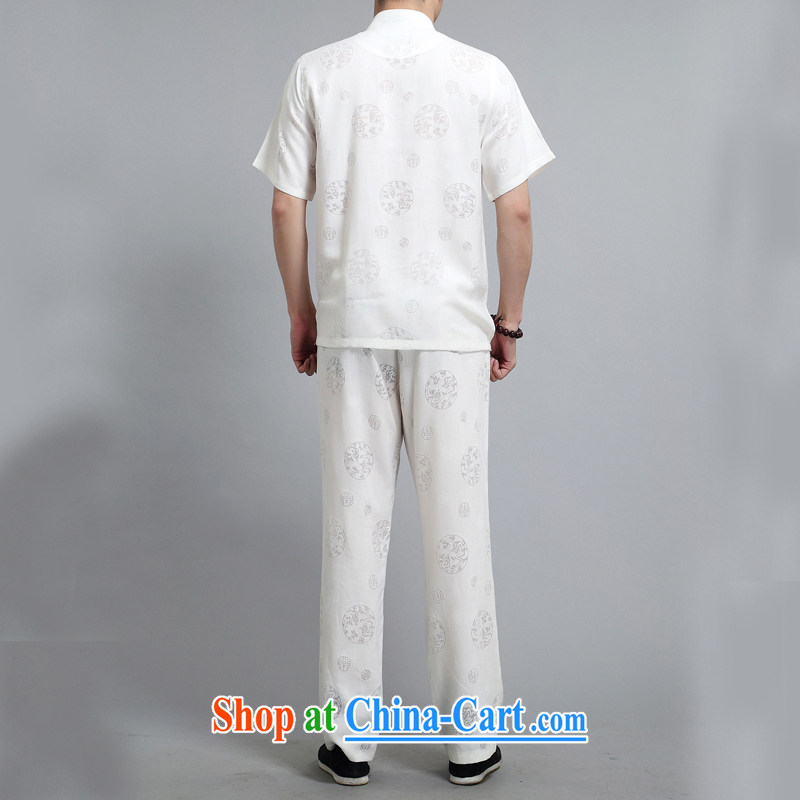 The chestnut mouse linen men's Chinese package short-sleeve shirt summer hand-tie Chinese ethnic clothing and comfortable white XXXL, the chestnut mouse (JINLISHU), online shopping